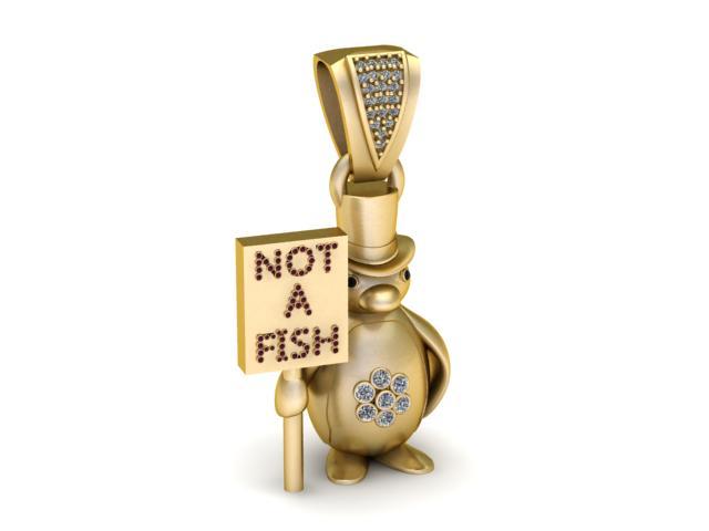 Golden Penguin Pendant Not A Fish 3D Printable Model