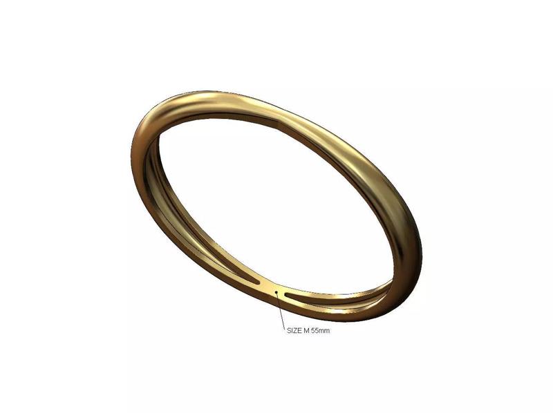 Double pinched and dome bangle bracelet