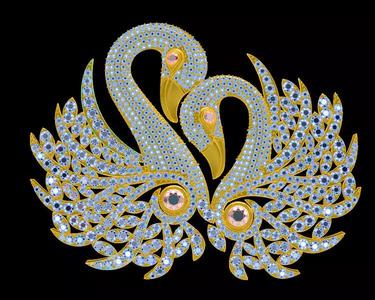 Demol of Swan 3D modern Swan pendant with gems 3D print model