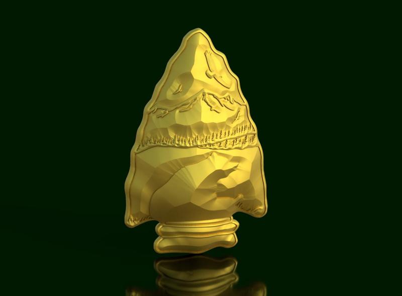 American Arrowhead with Bear and Carved Landscape