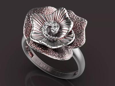 flower ring Silver Gold  Print