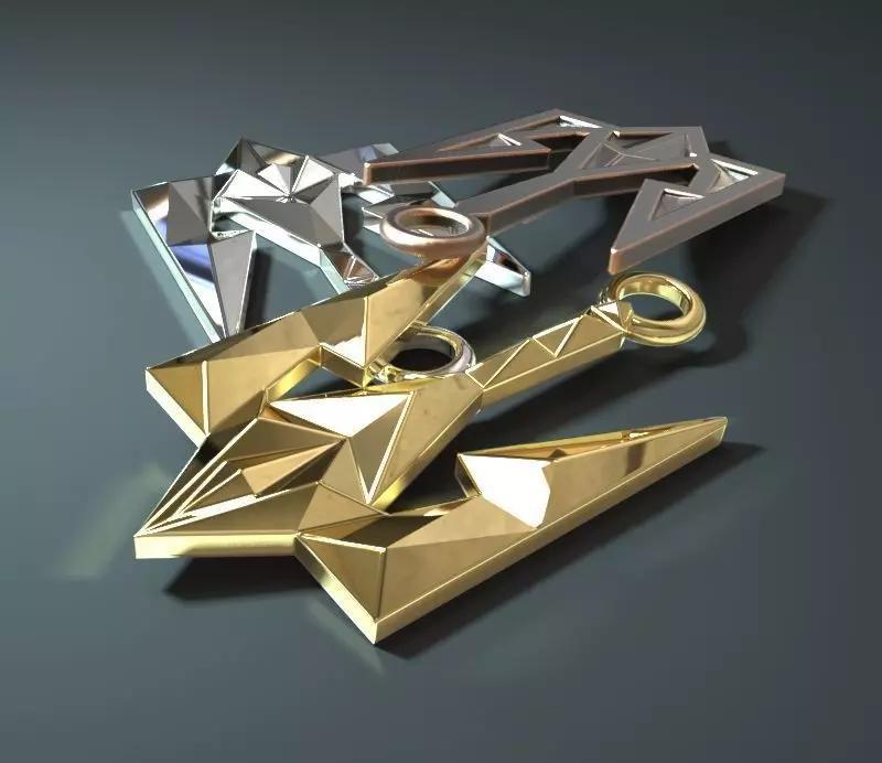 Pendant Ukrainian trident geometric