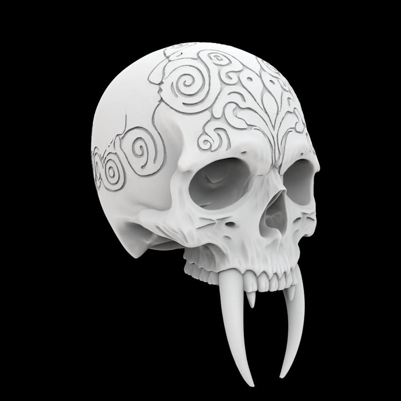 Tribal Skull with Fangs