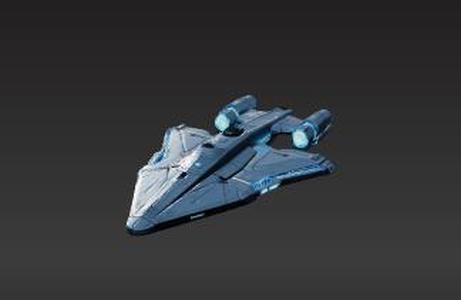 Epic Rigel Capital Ship Display Model - Angular Blue-Silver Sci-Fi Fleet Commander