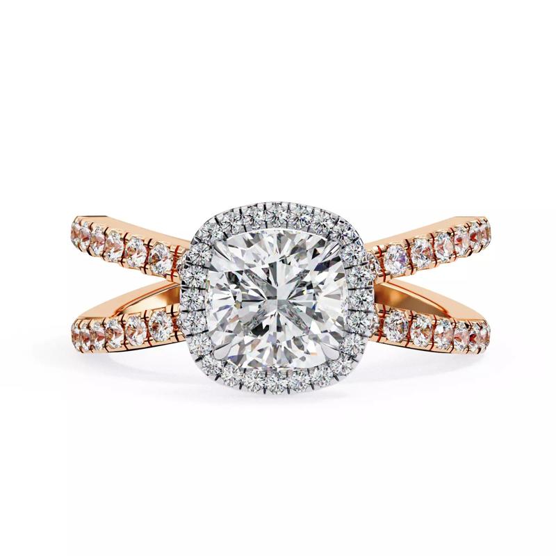Crisscross Classic Halo setting Cushion diamond ring