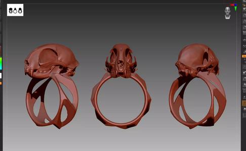 Cat skull ring STL and OBJ
