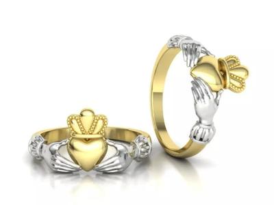 Claddagh Ring TwoTone Unique design ring 3dmodel