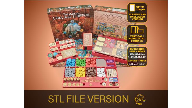 Age of Innovation Terra Mystica Board Game Organizer, Age of Innovation Insert, Premium Storage Solution for games, STL file for 3d printing