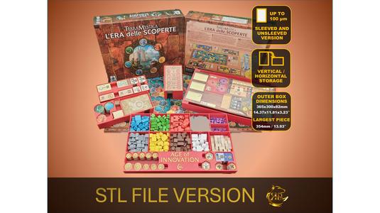 Age of Innovation Terra Mystica Board Game Organizer, Age of Innovation Insert, Premium Storage Solution for games, STL file for 3d printing