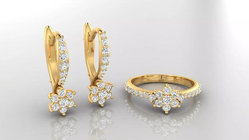 C2 Luxurious collection of women with gold jewelry ring earring