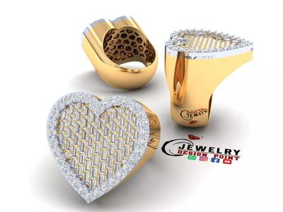 Custom Heart Champions Baguettes Ring - Heart Diamond Men Ring