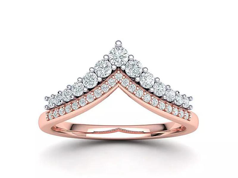 Crown Tiara ring Two in One  Chevron ring 3d model