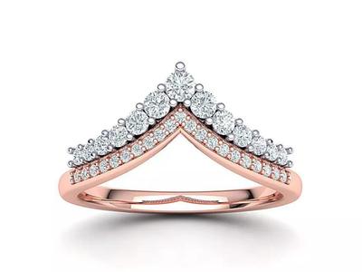 Crown Tiara ring Two in One  Chevron ring 3d model
