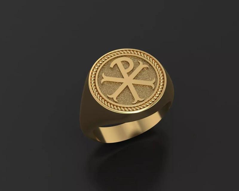 Christogram Jesus Christ monogram ring Constantines Cross