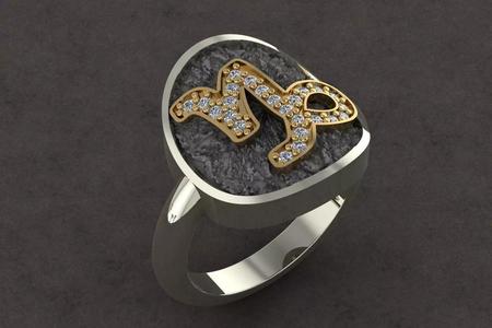 CAPRICORN zodiac sign ring with diamonds