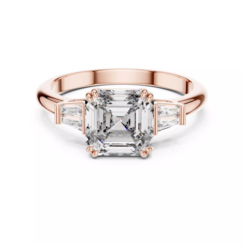 Asscher and Taper Baguette Diamond Wedding Ring 3DM STL Video