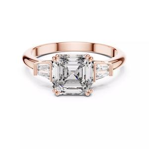Asscher and Taper Baguette Diamond Wedding Ring 3DM STL Video