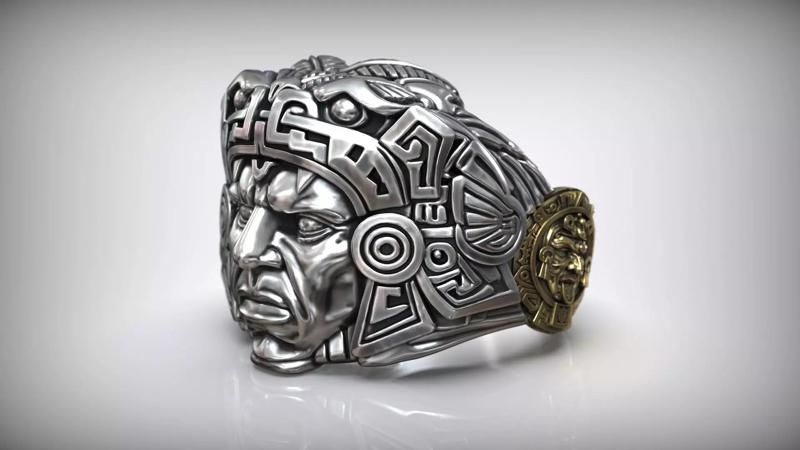 Aztec Warrior Ring Ancient Mesoamerican Kukulkan Priest