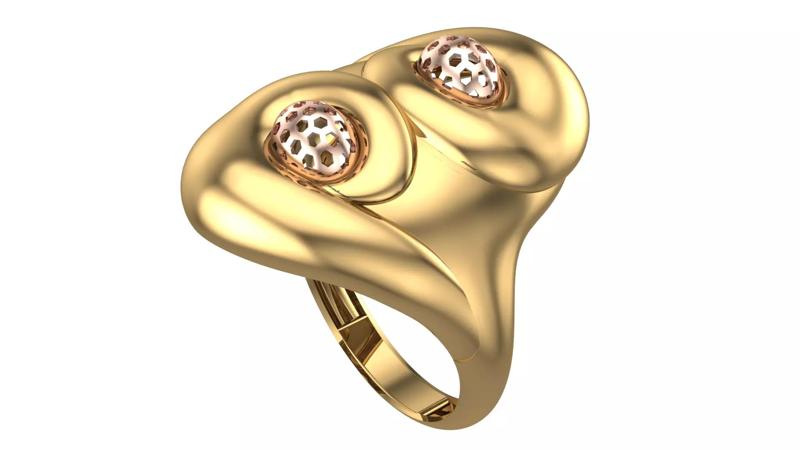 Bold Honeycomb Twist Ring- Lightweight 3D Printable Model-R7-05