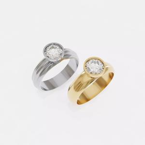 Bezel Set Round Gemstone or Diamond Solitaire Ring 3d Models