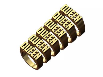Queen rectangular name ring US size 5to9