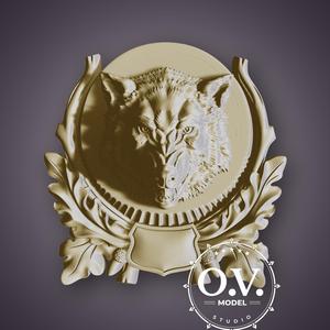 Coat of Arms Wolf 3D STL Model CNC Router Engraver Artcam Aspire CNC Files Wood Art Wall Decor CNC
