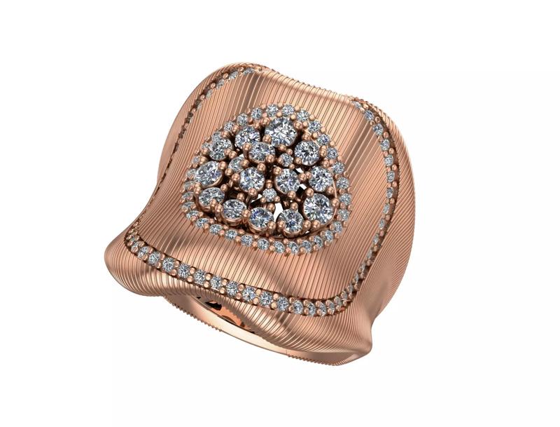 Cluster Diamond High Jewelry Italian Cocktail Ring