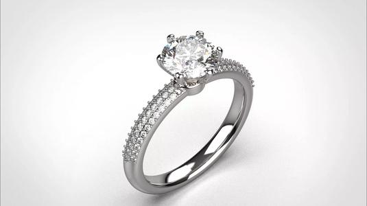 Engagement ring pave 3dm stl obj 3D print model R142 EU55