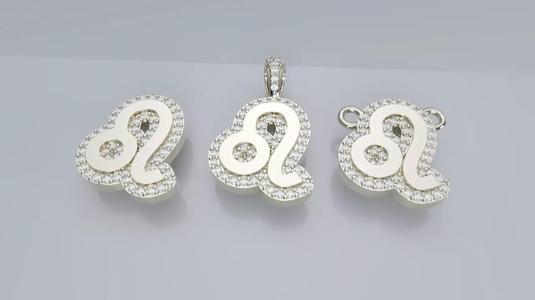 Zodiac Sign Pendant v3 - Diamond Border - Leo Pendant