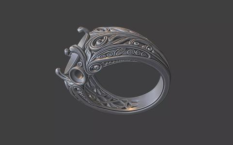 3 gemstone round gem filigree ornate ring