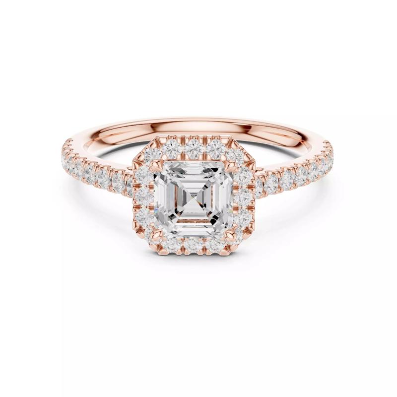 1CT Asscher Cut Halo Diamond Pave Wedding Ring 3DM STL Video