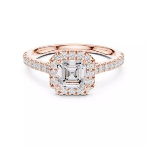 1CT Asscher Cut Halo Diamond Pave Wedding Ring 3DM STL Video