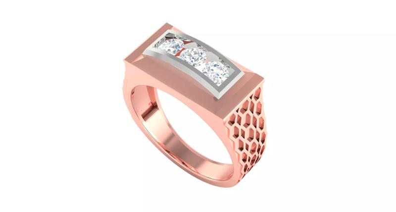 Rose Gold Mens Rectangular Ring