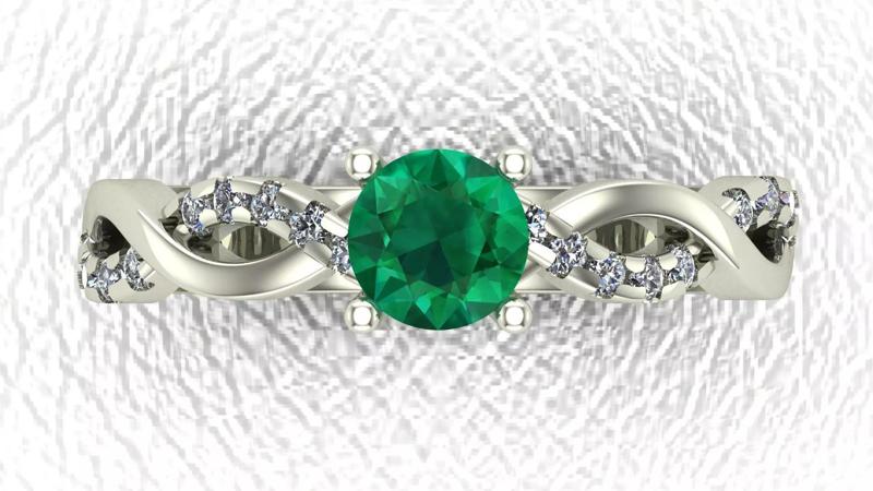 Twisted Gold And Diamond Engagement Ring 3D Model 3D print Model