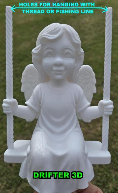 Angel Figurine On Swing - With Holes For Hanging