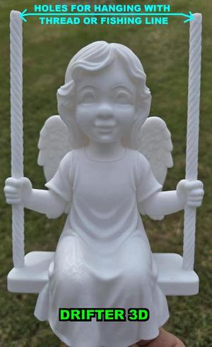 Angel Figurine On Swing - With Holes For Hanging