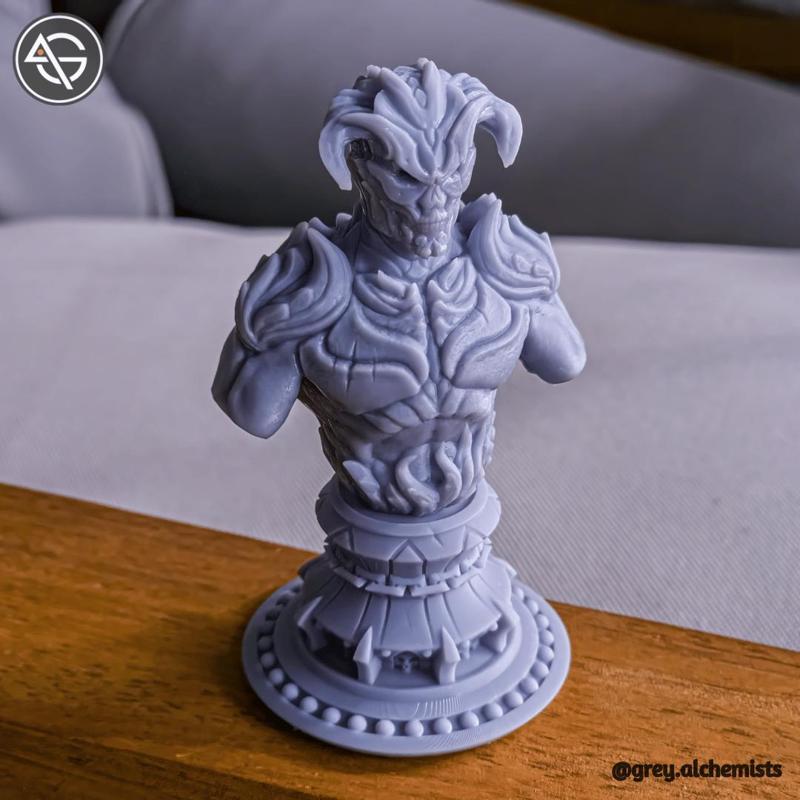 Miniature Bust - Flaming Demon, Fantasy DnD Monster Bust for Painting, 90mm Height - DnD STL (Pre-Supported)