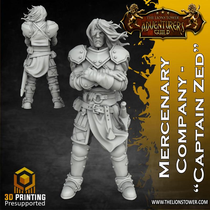 Mercenary Company - Captain Zed (32mm scale, Pre-supported miniature)