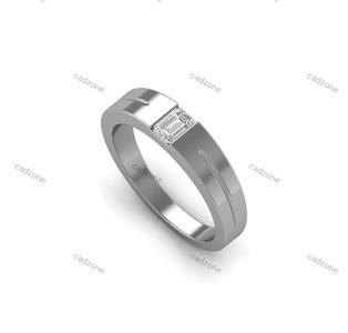 Mens Emerald-Cut Diamond Ring-3D Cad Model