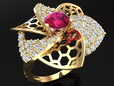 Mesh flower ring - Italian rings - Womens Rings - N6577