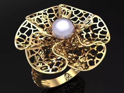 Mesh flower ring - Italian rings - Womens Rings - N6533