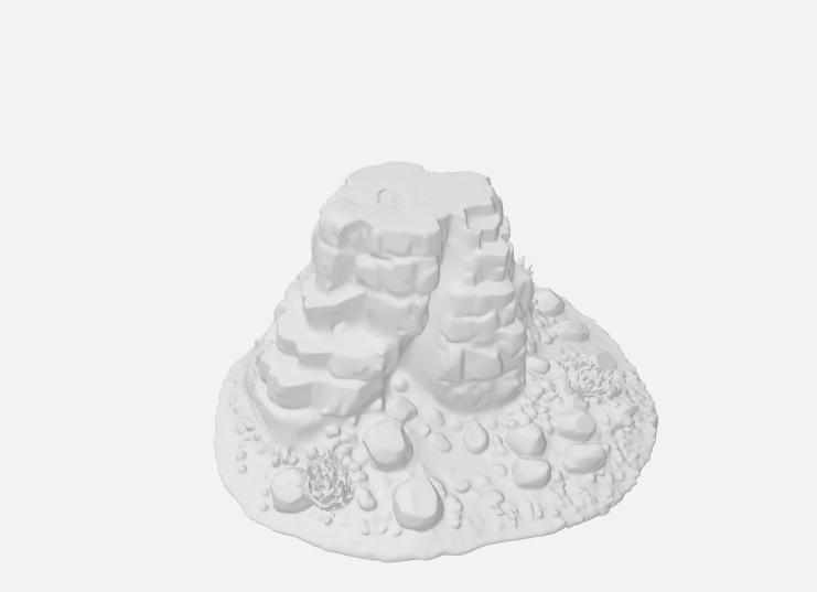 Singular monticule with plants