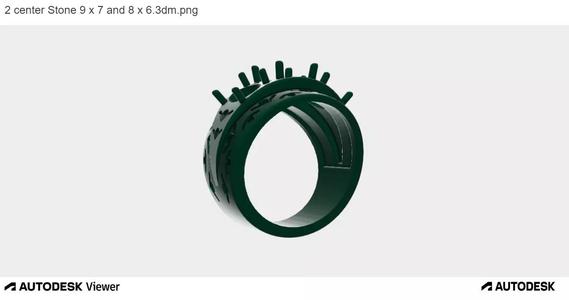 Men Ring with Three ovals Cut Center Stone