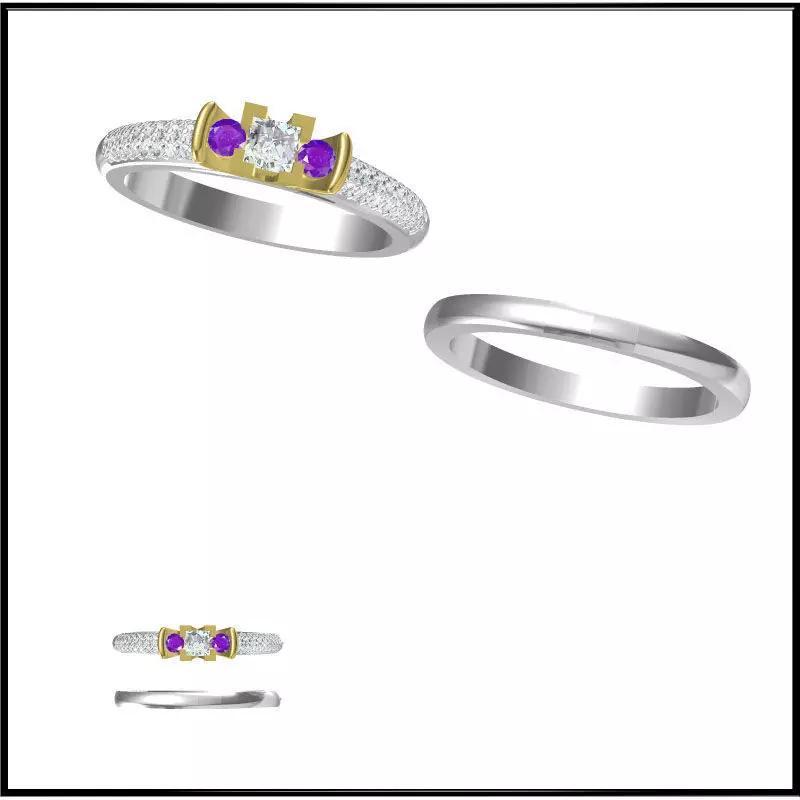 JCD Format Minimalist bridal set rings 3d jewellery design