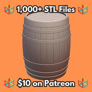 28mm Fantasy Mini Highly Detailed Medieval Wine Barrel for DND Tabletop Wargame Terrain MineeForm FDM 3D Print STL File