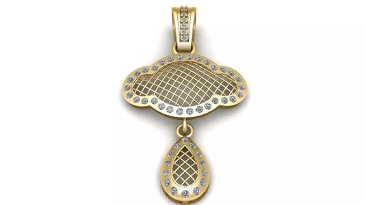 Cloud Drop Diamond Pendant 3D Model