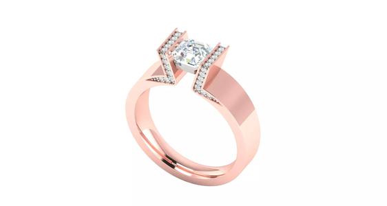 Solitaire Engagement Wedding Asscher Ring