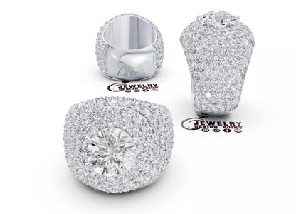 Custom Solitaire Round Cut Diamond Ring Iceout Men Pinky Ring