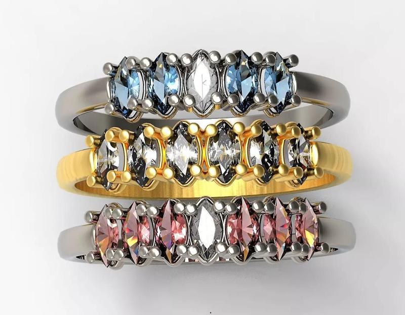 Set  of Three Navette Rings