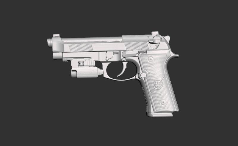 Beretta M9A4 Olight PL Mini 2 Valkyrie Real Size 3d Scan Gun Mold